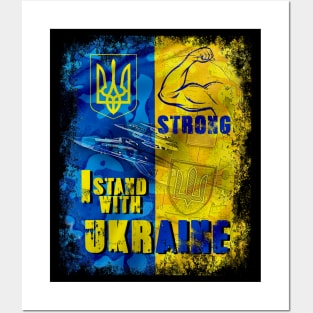 I Stand With Ukraine Strong ukrainian air force Vintage Ukraine Flag Posters and Art